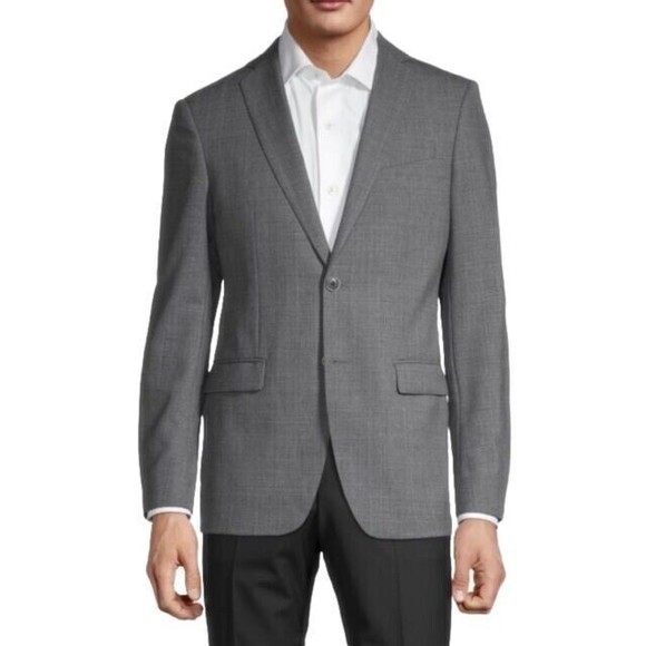 John Varvatos Wool Blazer Mens Size 40R Gray Sports Suit Jacket Notch Career - Picture 1 of 16
